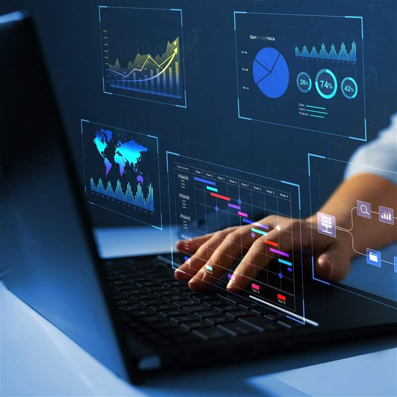 digital services data analytics display on laptop
