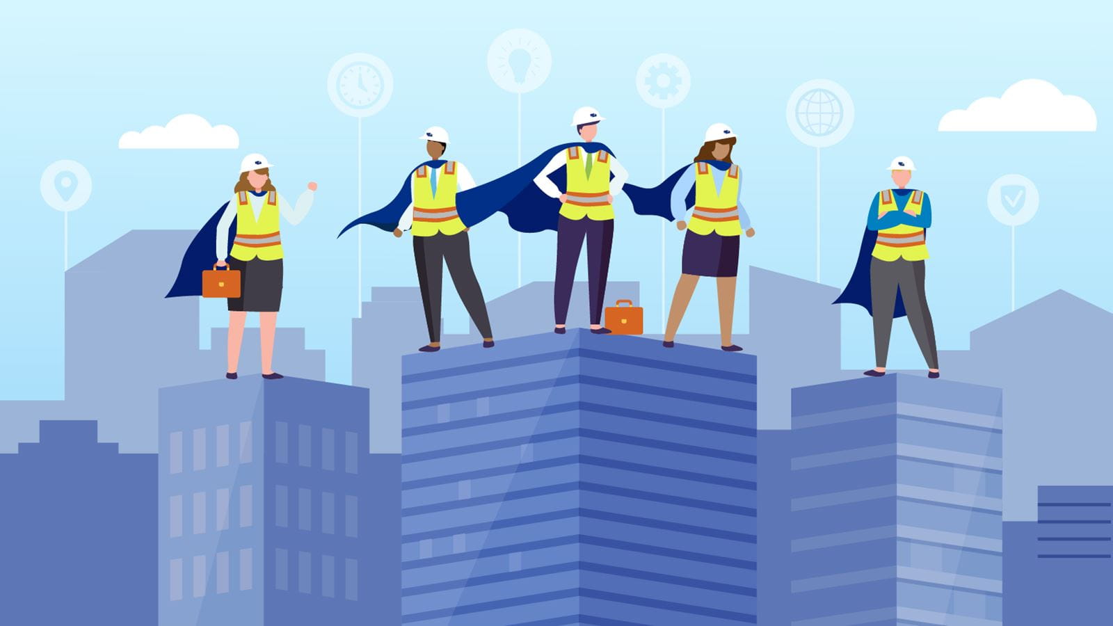 engineer heroes on rooftops