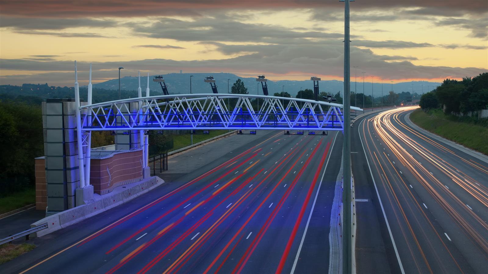 Toll booth at night