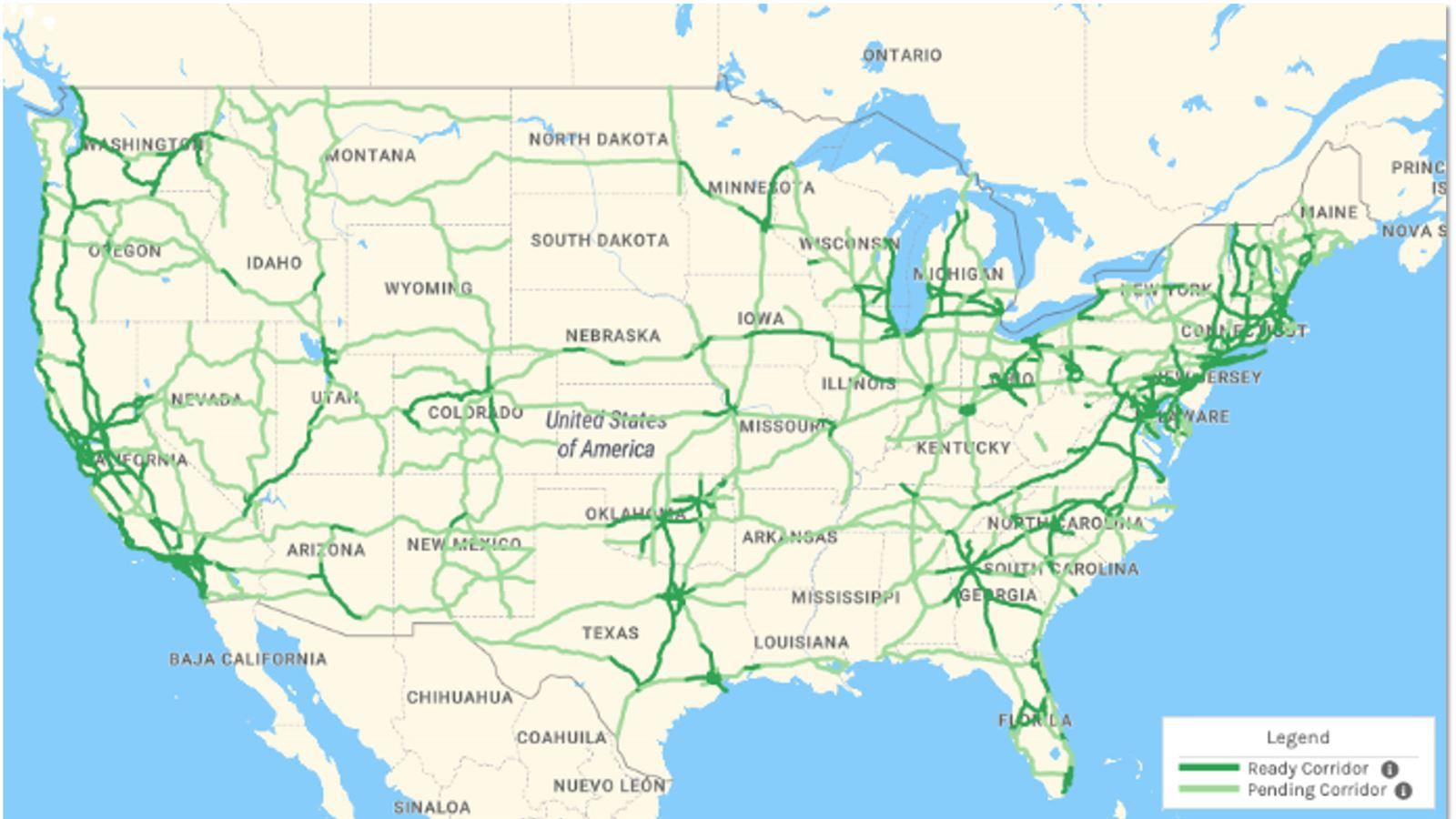 Map of the US Alternative Fuel Corridors