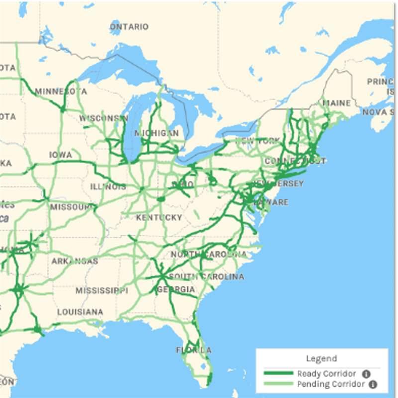 Map of the US Alternative Fuel Corridors
