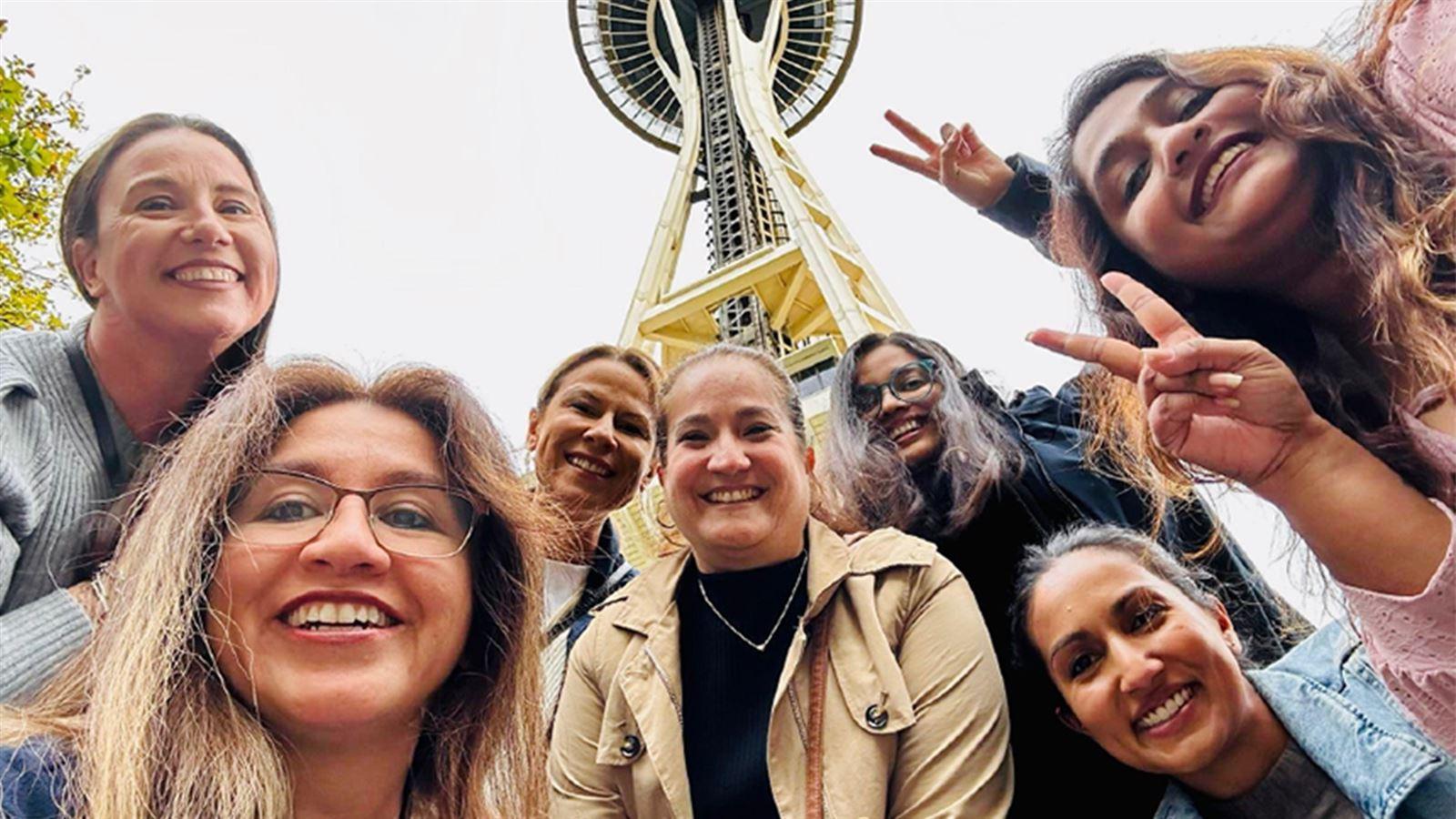 group of women at space needle