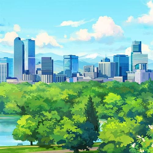 Illustration of Denver skyline