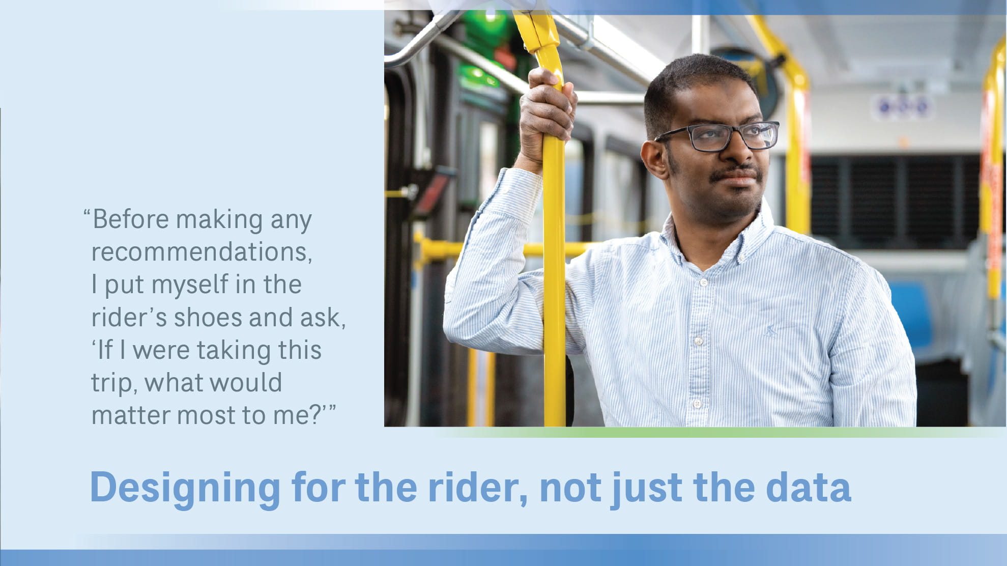 man holding pole on a train