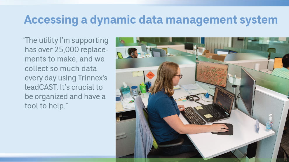 Eileen Sundberg at her computer