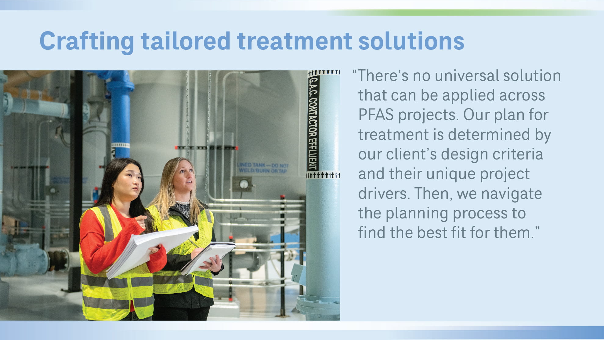 Maddie Vidal and Ji Im in a water plant