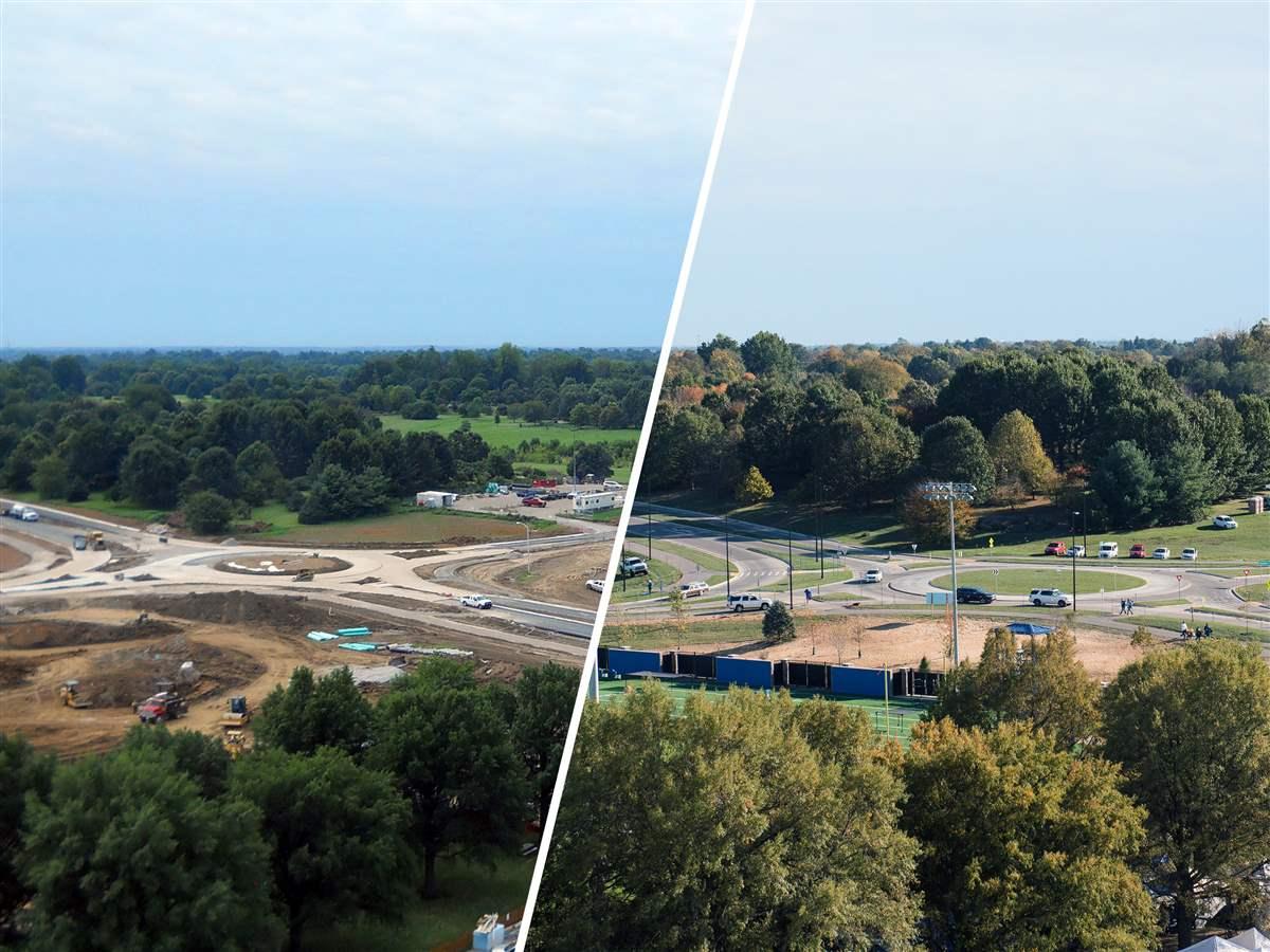 Alumni Drive before and after