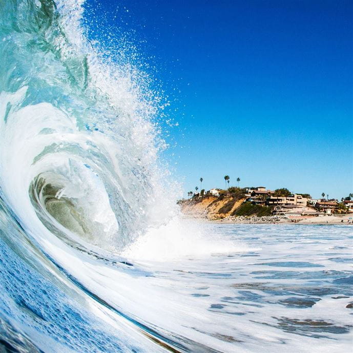California coast crashing wave