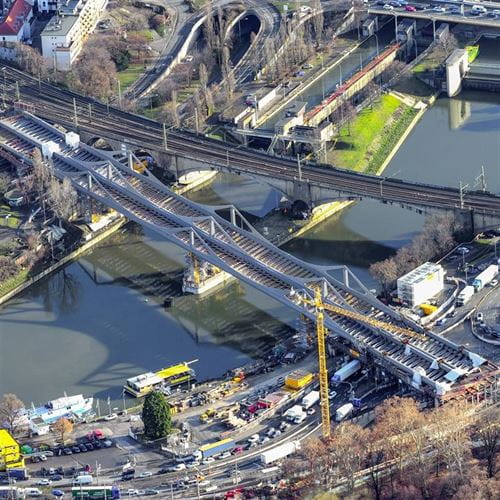 Aerial View Stuttgart 21 Neckar Bridge