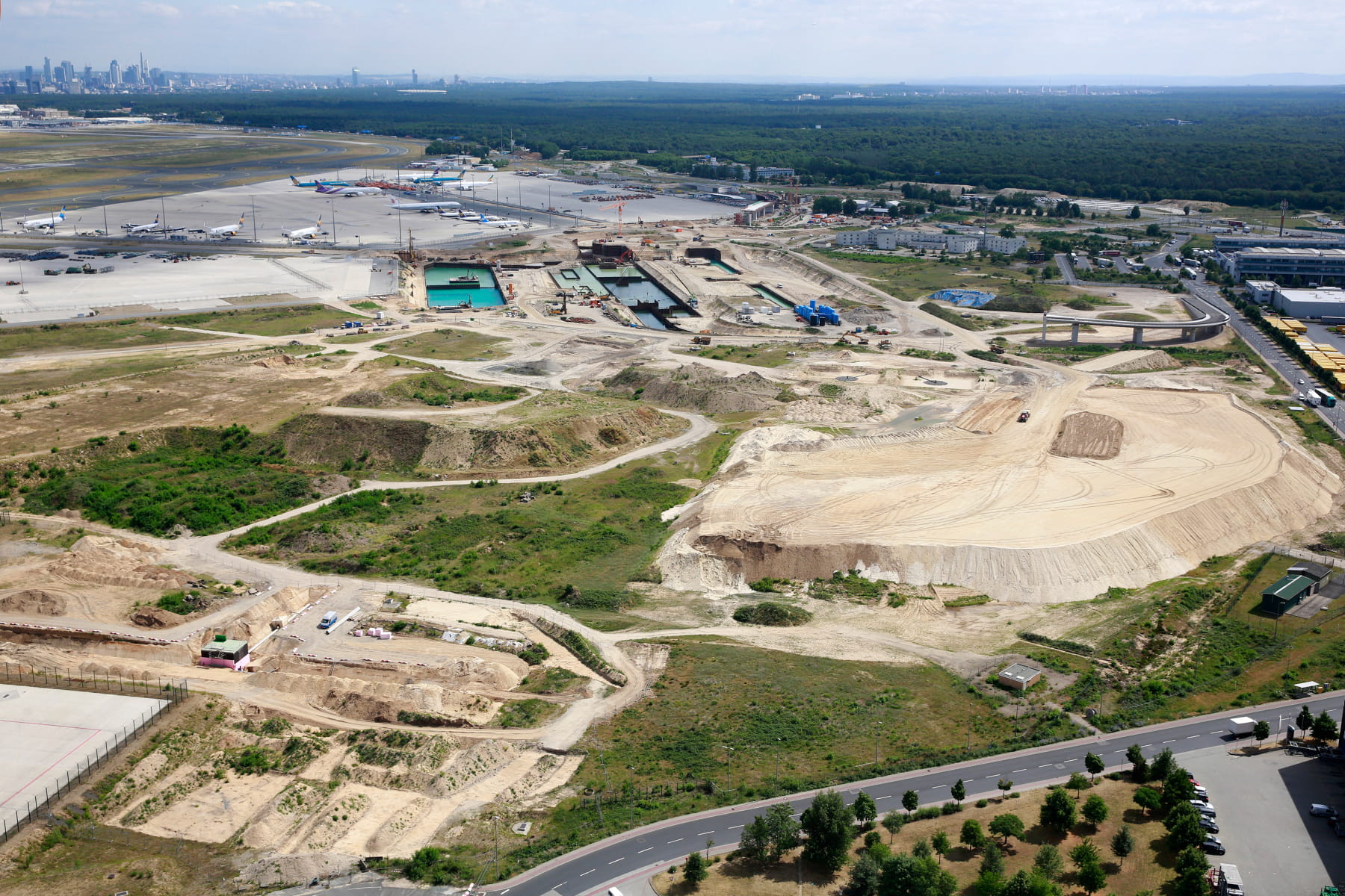 Frankfurt Airport Fraport Terminal 3 Aerial view of excavated soil