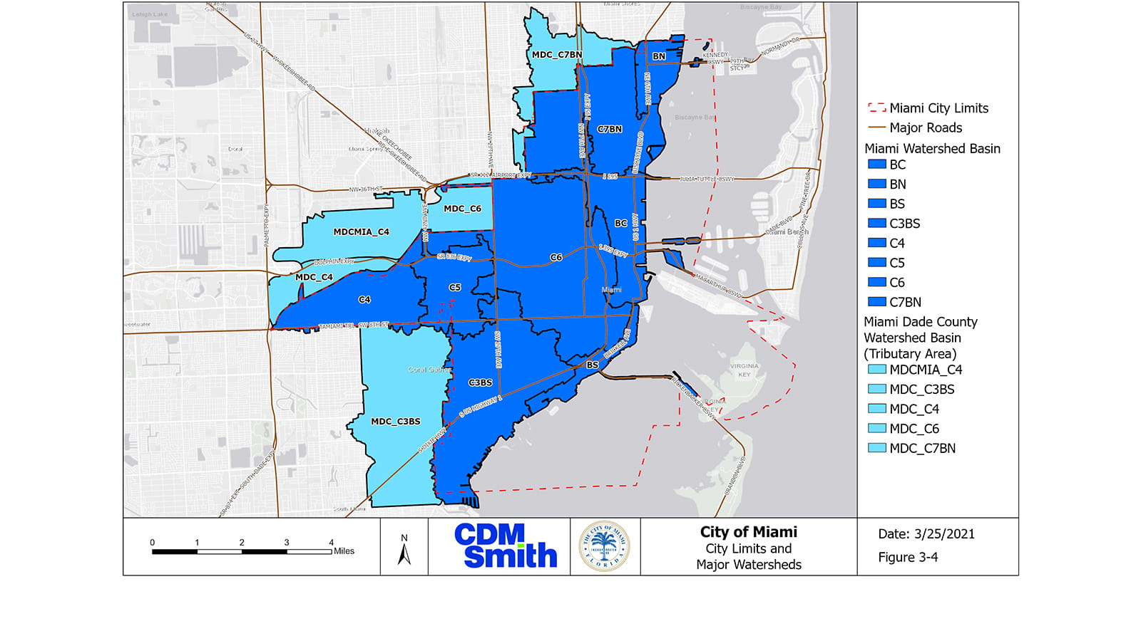 city limits and watersheds map