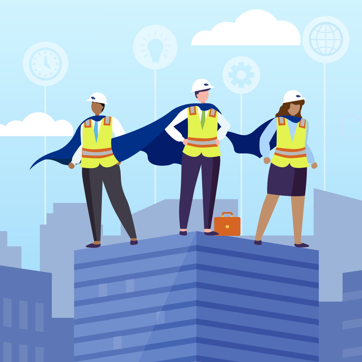 engineer heroes on rooftops